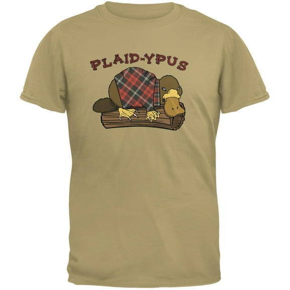 Funny Platypus Plaid-ypus Tan Adult T-Shirt