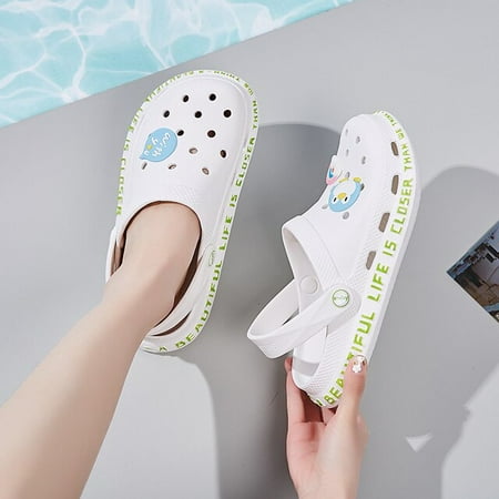 

Summer Garden Shoes Women Beach Slip on Loafer Sandals Woman Comfortable Cartoon Cute Rubber Clogs Slid Slippers Sandalias Mujer