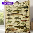 thumbnail image 2 of Fish Pattern Flannel Blanket, 1 Count Soft Comfortable Warm Throw, Air-conditioned Room Blanket, Warm Nap Blanket for Home Office Travel Camping #TOP PICKS, 2 of 9