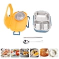 thumbnail image 4 of Boîte à déjeuner en acier inoxydable, conteneurs à compartiment isolé thermique à double couche pour étudiants, enfants, pique-nique scolaire, forme d'appareil photo 1450ml, 4 of 7