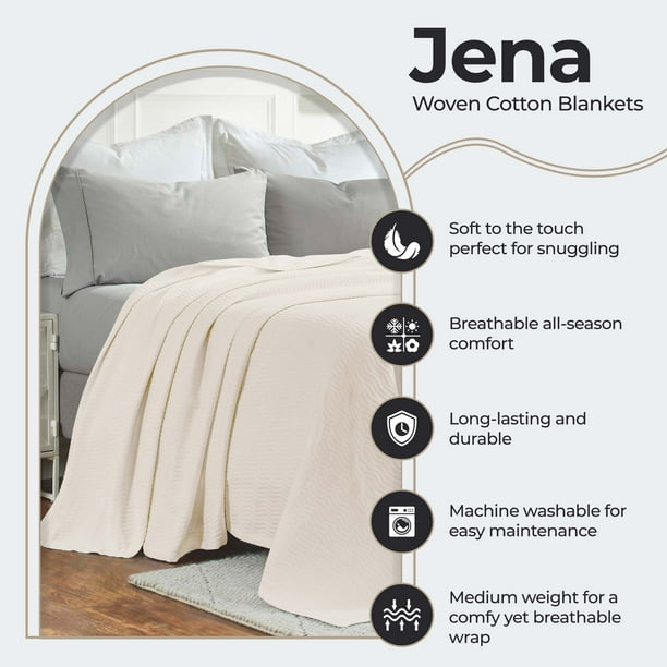 Woven cotton blankets king size sale