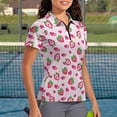 thumbnail image 3 of Whosucclay 1/4 Zip Sport Shirt, Strawberry and Heart Print Polyester Lightweight Easy Wash Golf Athletic Short Sleeve Shirt for Hiking Tennis Summer Size Small, 3 of 10
