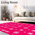 thumbnail image 2 of ODIKA 4x6 Machine Washable Non-Slip Area Rug, Nordic Evergreen with Snowflake Ornament Interlocking Arrangement High Traffic Rug with Pad, Pink, 649500, 2 of 8