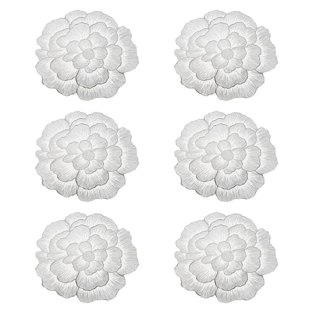 Juego de 6 manteles individuales impermeables de estilo rústico, resistentes al calor, redondos y lavables. Plata