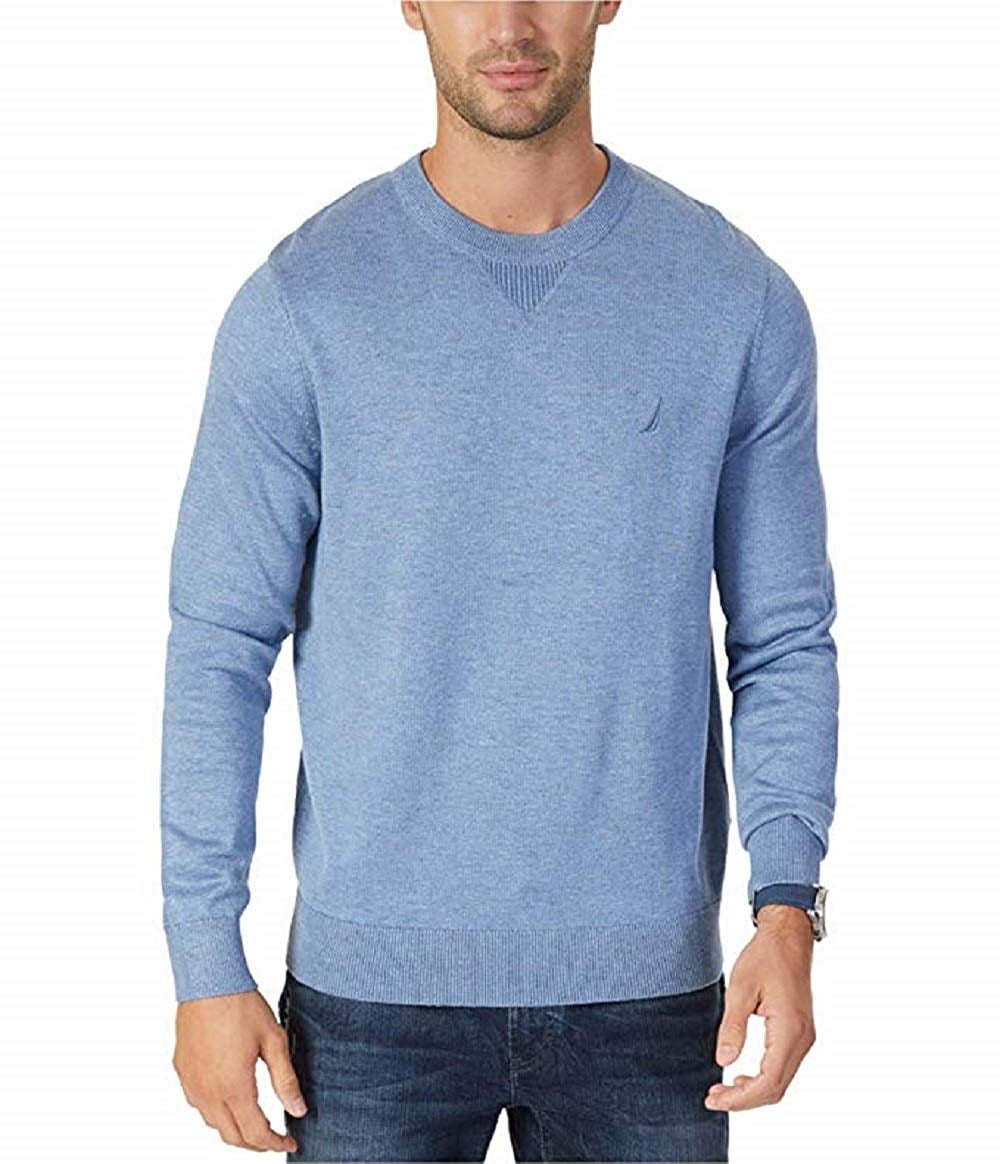 Nautica Pima Cotton Blend Men's Crew Neck Sweater Blue Large - Walmart.com