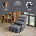 thumbnail image 3 of Indoor Chaise Lounge Sofa, Folding Lazy Sofa Floor Chair w/Adjustable Backrest Lumbar Pillow, Lounger Bed with Armrests (Grey), 3 of 6