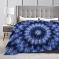 thumbnail image 3 of Blue Mandala Fractal Throw Blanket, Super Soft Anti-Pilling Flannel Blankets, 80"x60", 3 of 8