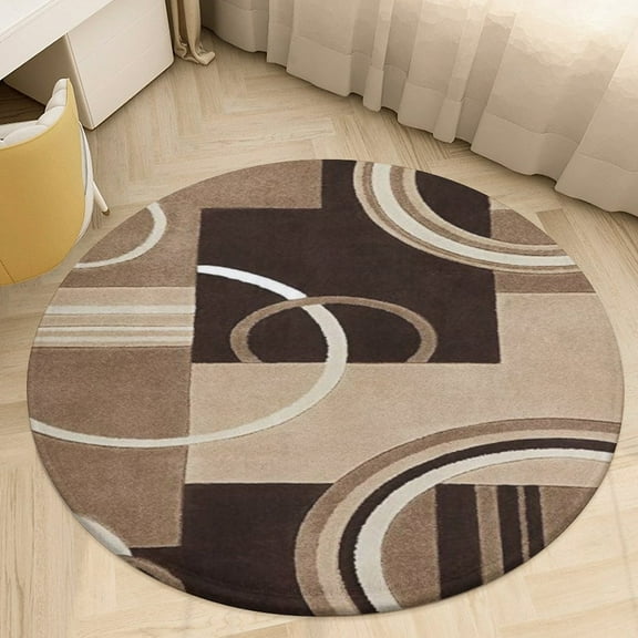 Geometric Circle Stripe Round Area Rugs for Bedroom Living Room, 4FT Soft Indoor Circle Carpets, Carpet Home Decor Floor Mat