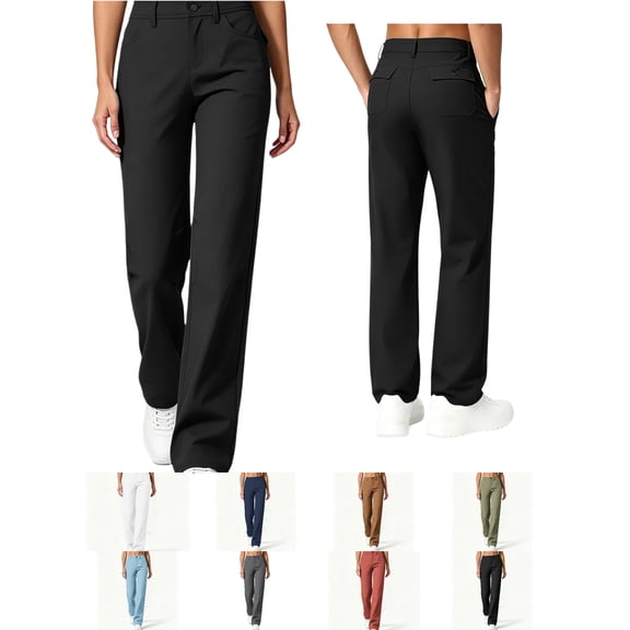 Bgstyu Women's High Waisted Cargo Pants Baggy Streetwear Stretchy Pants with 4 Pockets, Business Work Pants, Breathable Comfortable Dressy Trousers