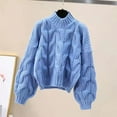 thumbnail image 2 of Women's Sweater Oversize Loose Casual Cable Knitted Long Sleeve Crewneck Cropped Trendy Clothes 2025, 2 of 2