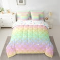 thumbnail image 2 of Castle Fairy Mermaid Tail 7 Pieces Bedding Comforter Set,Gradient Rainbow Full Bedding Set Lightweight,Stars Glitter Fitted Sheet Flat Sheet,Breathable Dreamy Princess Home Decor,Reversible, 2 of 8