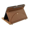 thumbnail image 4 of for Samsung Galaxy Tab S9/S9 FE/S8 Case, Protective Folio Case with Card Slots & Zipper Pocket & Pencil Holder, Built-in Stand Wallet Function, PU Leather Portable Crossbody Strap Cover, Brown, 4 of 13