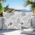 thumbnail image 2 of Outdoor Waterproof Pillow Covers Pack of 2, Coral Sea Snail Starfish Grey Black Costal Pattern Decorative Throw Pillowcases Cushion Covers for Garden Patio Tent Sofa Couch, 26x26 inch, 2 of 8
