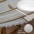 thumbnail image 3 of Brown Grey Vintage Round Tablecloth, Fitted Table Cover with Elastic for 36"-44" Round Tables, Retro Farmhouse Elegant Pastoral Table Cloth Outdoor Indoor Dinning Party Waterproof Tablecloths, 3 of 7