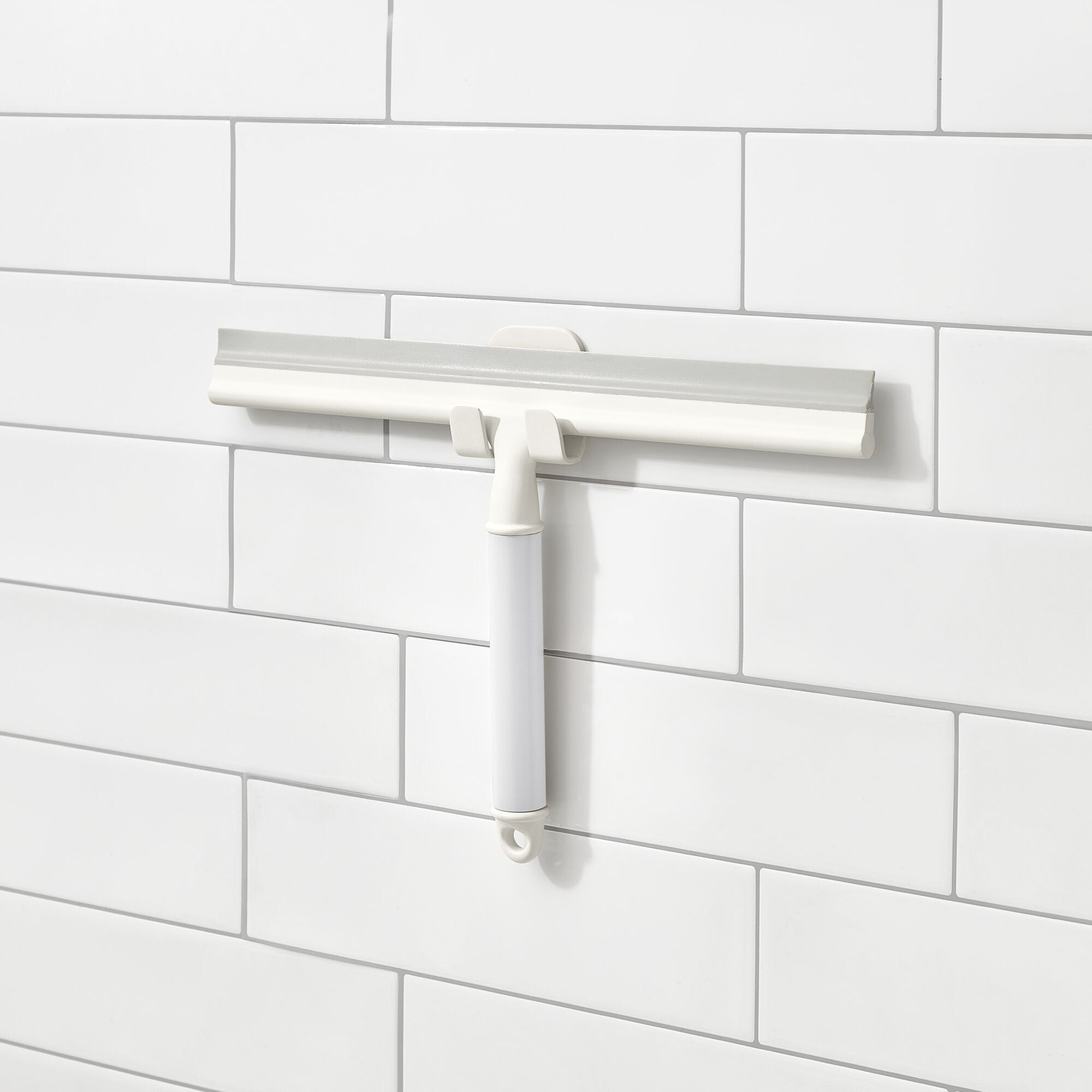 iDesign Shower Squeegee with Adhesive Hook – Orleans Collection - Coconut/White