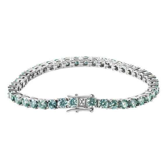 Blue Moissanite Tennis Bracelet Men Diamond Tennis Bracelet Wedding Bracelets for Women Lab Diamond Tennis Bracelet Gold 18K Plated Women's Tennis Bracelets