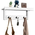 thumbnail image 1 of Gymax Entryway Hanging Wood Coat Rack Wall Mounted Upper Shelf w/ 3 Double Hooks White, 1 of 10