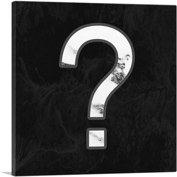 ARTCANVAS Classy Black White Marble Alphabet Question Mark Symbol Canvas Art Print - Size: 12" x 12" (0.75" Deep)