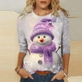 thumbnail image 2 of VKOYWKM Christmas Shirt Women 3/4 Length Sleeve Tops Christmas Snowman Graphic Tees Loose Fit Crew Neck Fall T-Shirts Holiday Gift Top, 2 of 6