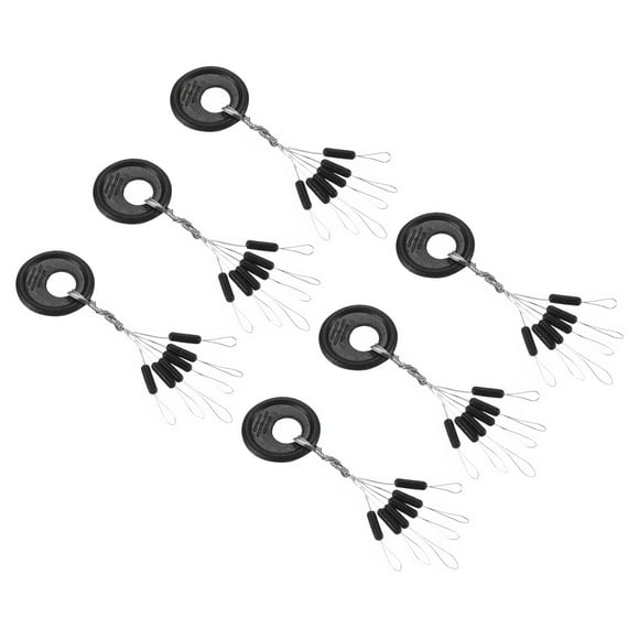 Unique Bargains Fishing Rubber Bobber Beads Stoppers, 1200 Pieces 6 in 1 Float Sinker Stops Cylinder Shape S Size for Fishing Line, Black