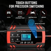 HUSGW Battery Charger 12V8A 24V4A Fully-Automatic Smart Car Battery Charger, Battery Maintainer Trickle Charger, and Battery Desulfator with Temperature Compensation