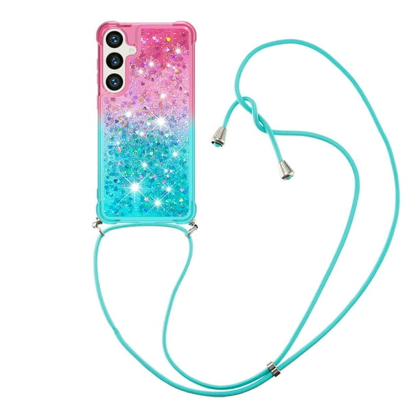 Funda para Samsung Galaxy S24 FE 5G Brillantina Líquida Divertida Reluciente y con Cristales en Movimiento Cuerpo Cruzado con Cordón Ajustable