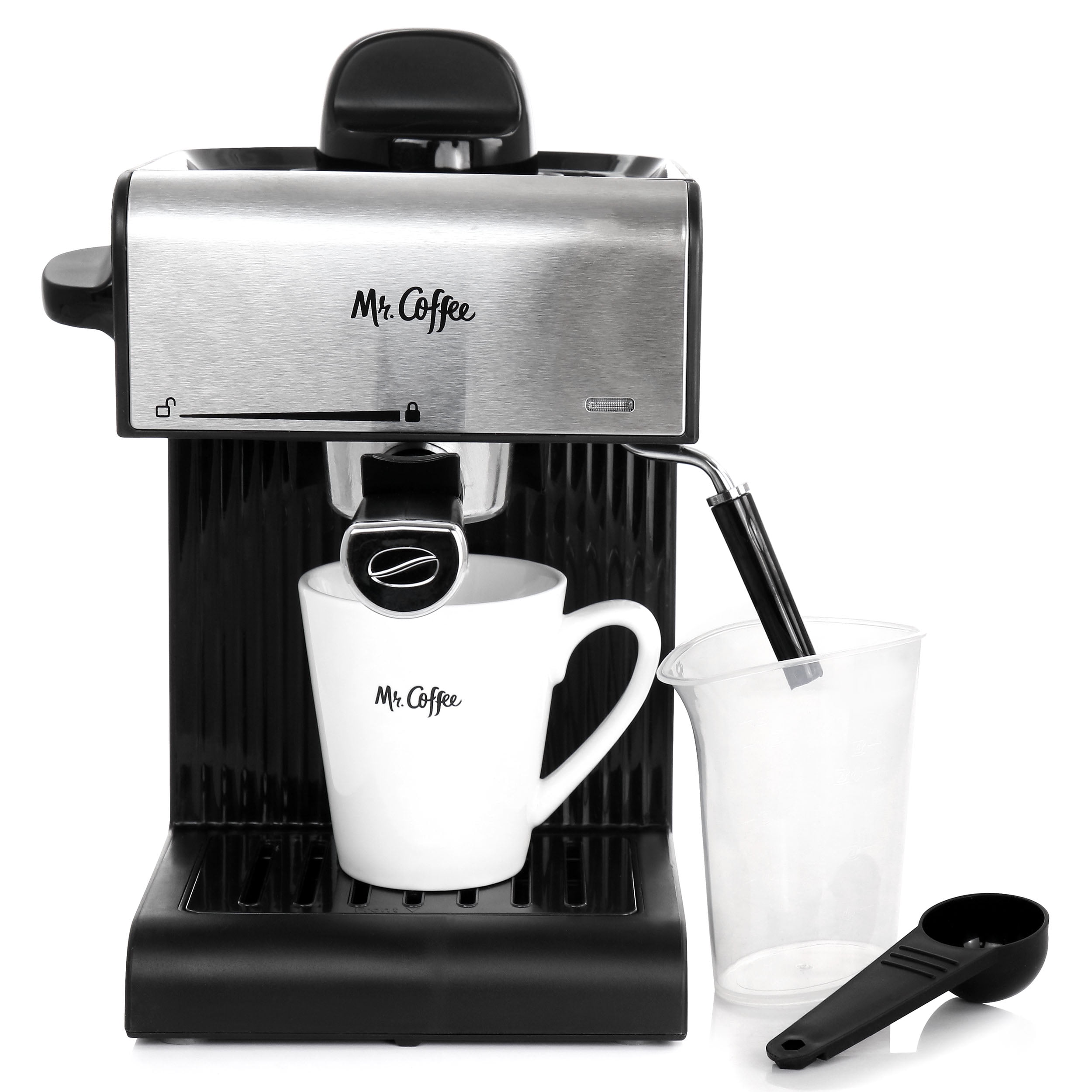 Mr. Coffee Espresso and Cappuccino Machine, Single Serve Coffee Maker with  Milk Frothing Pitcher and Steam Wand, 20 ounces, Stainless Steel,Black -  Yahoo Shopping