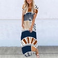 thumbnail image 1 of LOVZFMLL Robes pour Femmes Été Décontracté Imprimé Col Rond Manches Courtes Poches Imprimé Robe Longue Bleu Marine P, 1 of 1