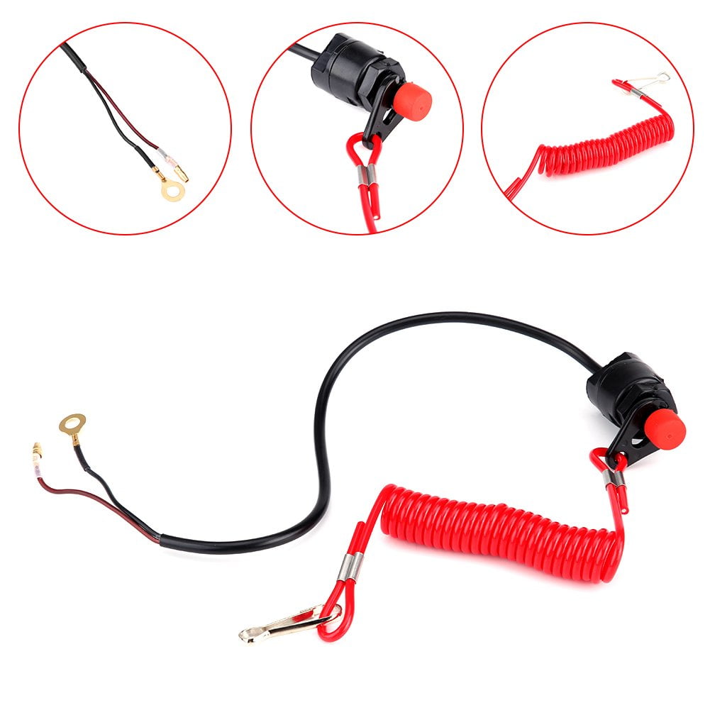 Boat Kill Switch Universal Outboard Engine Motor Kill Urgent Stop Switch with Tether Lanyard for Johnson, Evinrude, Mercury, Yamaha, Suzuki, Tohatsu and Honda