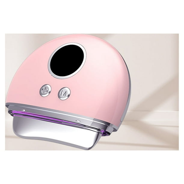 Rasuradora facial rosa, levantamiento EMS, terapia de luz roja y azul, instrumento de raspado de belleza