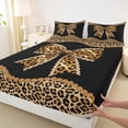 thumbnail image 4 of Erosebridal Fashion Leopard Print Bowtie Kids Bed Sheets,Cheetah Pattern Theme Bowknot King Sheets For Girls 4pcs, 4 of 6