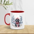thumbnail image 2 of Playful Wirehaired Pointing Griffon Welcomes Winter Snowy Day with Cardinal Bird 11oz Accent Two-tone Mug Dog Lover Coffee Tea Cup - 2017, 2 of 5