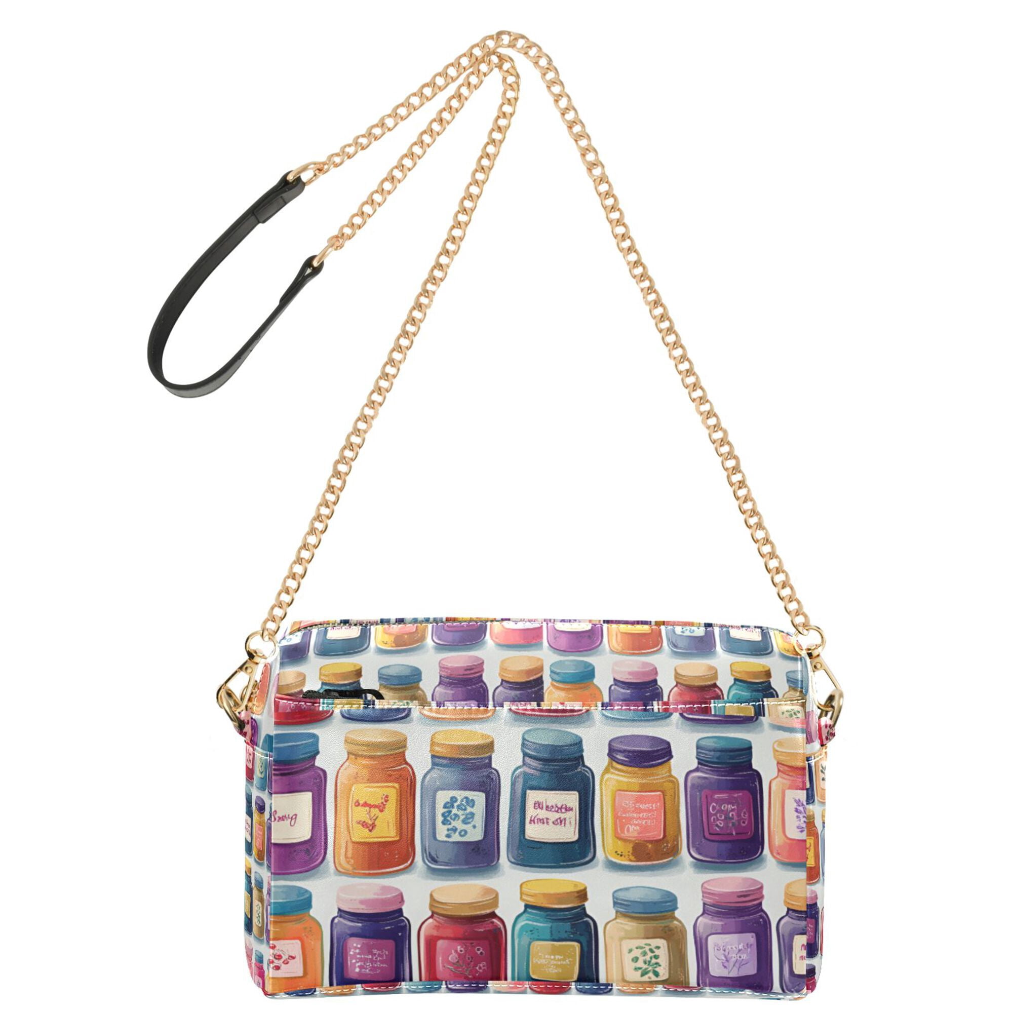 FORMRS Women Crossbody Purse with Chain Strap Vegan Leather Shoulder Handbag, Blue Jam Jars