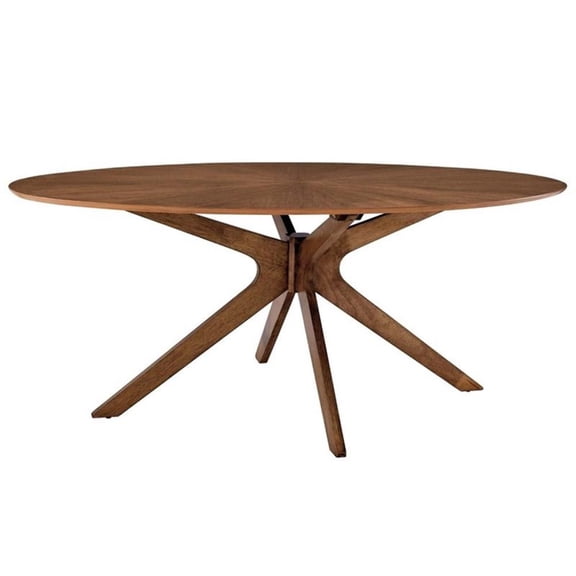 Maklaine Modern / Contemporary 71" Oval Wood Dining Table in Walnut