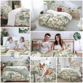 thumbnail image 6 of Palm Tree Duvet Cover Set, Sage Green Tropical Nature Plant Watercolor Soft Duvet Cover Queen Size Bedding Set 4 Pieces, 1 Quiltcover and 2 Pillowcases with Zipper, 1 Bed Sheet for All Seasons, 6 of 9