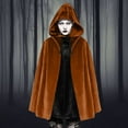 thumbnail image 2 of Rohuuque Women's and Men's Hooded Cloak Unisex Velevt Gothic Short Hooded Cloak Cape Funny Solid Color Cloak for Adults Khaki, 2 of 8