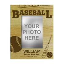 Personalized Baseball Theme Engraved Wood Picture Frame With Name - 4 x 6 Inches Horizontal Customizable Gift