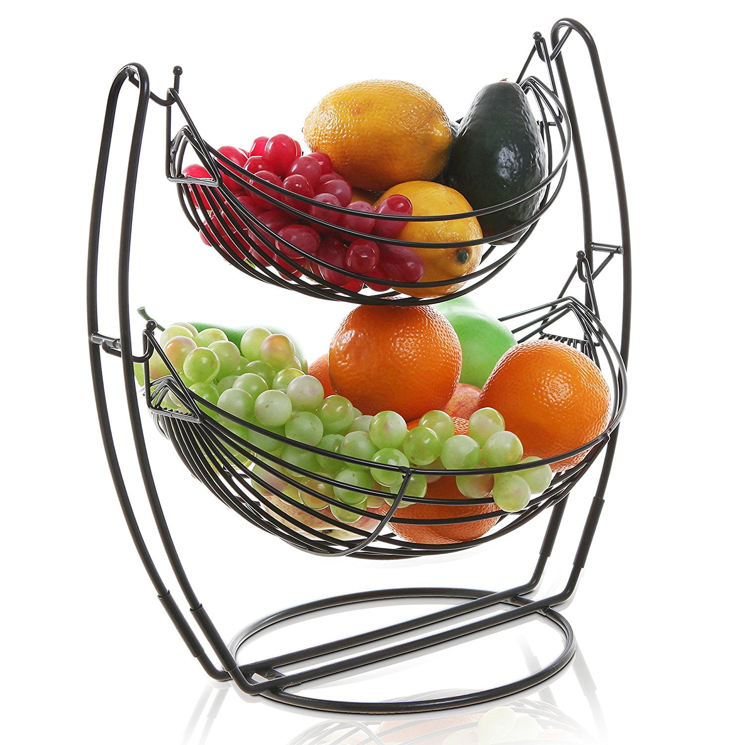 2 Tier Metal Fruit Basket Double Hammock Kitchen Metal Produce Storage