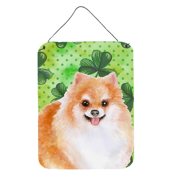 Carolines Treasures BB9890DS1216 Pomeranian Design2 St Patricks Wall or Door Hanging Prints Green 12WX16H multicolor