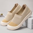 thumbnail image 5 of HTHLVMD Women's Knit Slip-On Sneakers, Breathable Mesh Casual Shoes, Women's Casual Slip-On Loafers Comfortable Round Toe Flat Shoes for Daily Wear and Travel, Khaki 8, 5 of 7