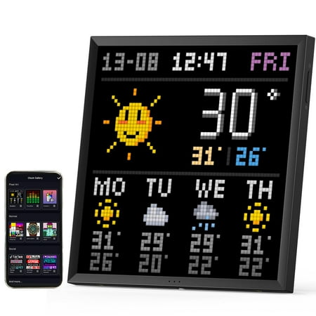 Divoom Pixoo-64 - WiFi Pixel Cloud Digital Picture Frame with APP Control 64 X 64 LED Panel Display Frame for Gaming Room Decoration/Social Media Fans Counter