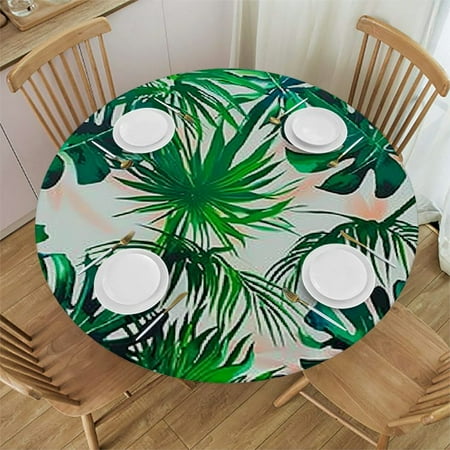 

WYYP Jungle Tablecloth and Palm Leaves Jungle Banner Set 6 Pcs Palm Leaf Table Cover and 6 Pcs Tropical Leaves Banner for Jungle Party Birthday Decorations 46-50