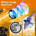 thumbnail image 5 of Telescope for Adults & Kids, 80mm Aperture 500mm Portable Refractor Telescope for Astronomy Beginners, with Tripod, Stickers, Smartphone Adapter, Backpack, 5 of 8