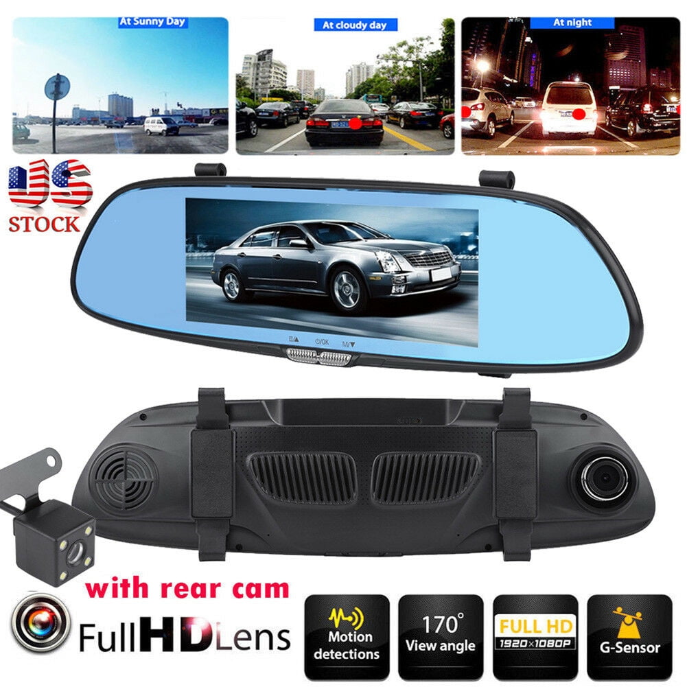 HD 1080P Dual Lens 7 Vehicle Rearview Mirror Camera Recorder Car DVR