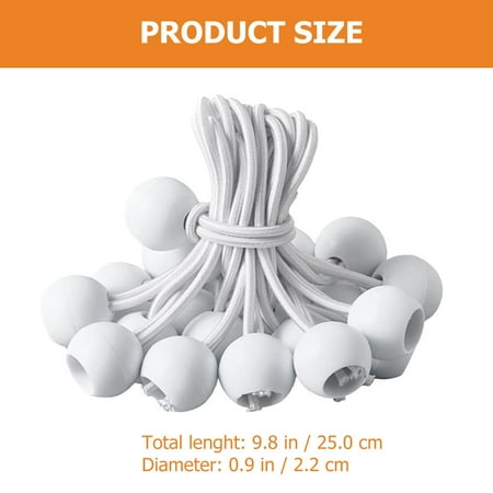 

50pcs Ball Bungee Cord 25cm White Bungee Cord Tent Tie Down Bungee Strap Supply