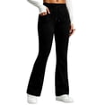 thumbnail image 2 of LMIHMI Womens Flare Leggings with Pockets Drawstring High Waist Bootcut Yoga Pants Stretch Bell Bottoms(Black,X-Large), 2 of 5