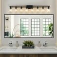 thumbnail image 5 of 8-Light Modern Bathroom Vanity Light, 51 Inch Wall Sconce with Clear Glass Shades, Dimmable E26 Base, Black, 5 of 9
