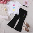 thumbnail image 2 of HCNTES Children Girls' Clothing Sets Kids Girls Fashion Short Sleeve Crew Neck Tops Wide Leg Pants Sweatsuit with Pocket Little Girls Summer School Clothing Set(D01-E,2-3 Years), 2 of 4