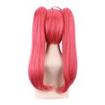 thumbnail image 3 of Peluca de cosplay rosa y roja con coletas gemelas largas con flequillo en capas, 3 of 3