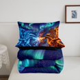 thumbnail image 5 of Manfei Fantasy Dragon Animals Twin Comforter Sets,Gothic Aurora Bedding Set,Blue Orange,Black Reversible,2 Pieces,1 Comforter and 1 Pillowcase, 5 of 7